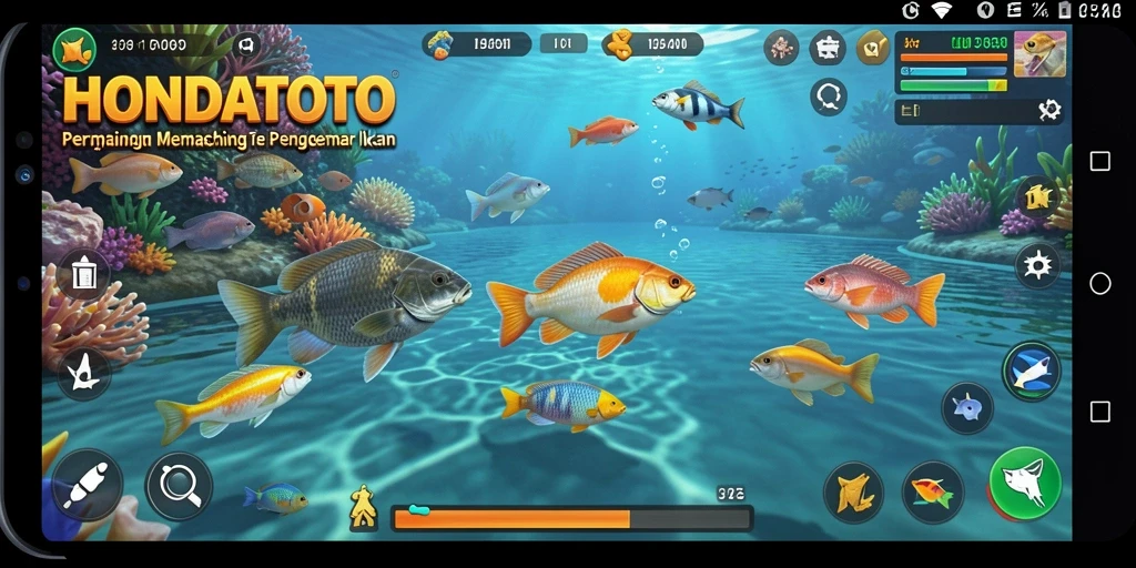 Tampilan gameplay HONDATOTO yang menampilkan aksi memancing seru.