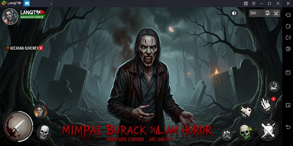 Screenshot menunjukkan gameplay menegangkan LANGIT99 saat menghadapi makhluk menyeramkan.