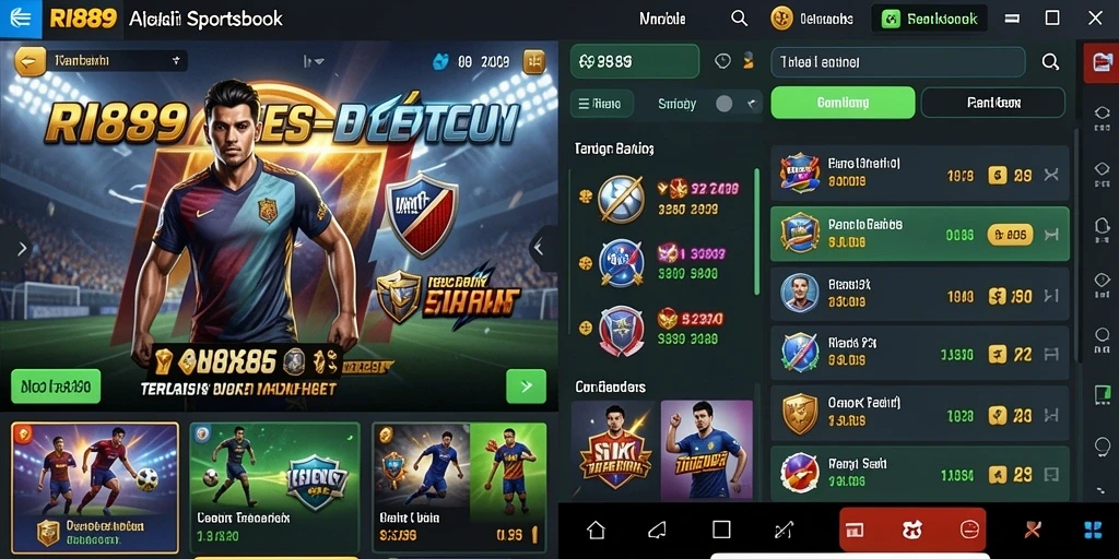 Screenshot utama RI889 menunjukkan aksi taruhan yang mendebarkan di Sportsbook.