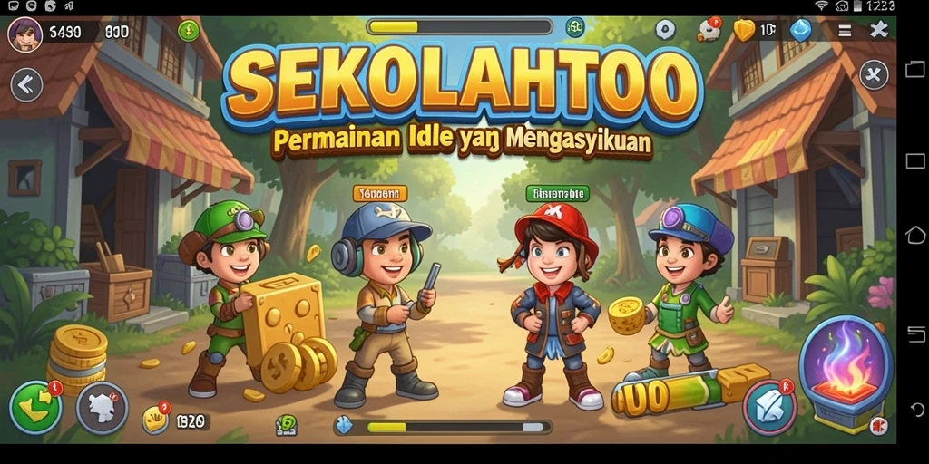 Tampilan gameplay menyenangkan dari SEKOLAHTOTO dengan elemen Idle.